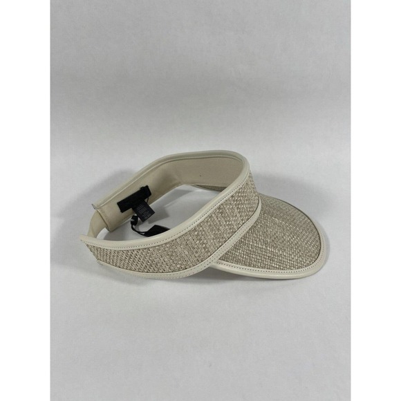 Rag and Bone Leather-Trimmed Straw Visor Ivory/white With Cow leather. - Picture 3 of 6